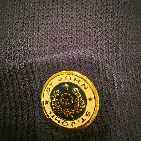 RARE St John Navy Sweater Gold Button Blazer Size 10/Large MSRP $1595 - Picture 7 of 14